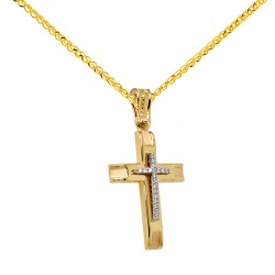 Χρυσός Γυναικείος σταυρός Κ14 με αλυσίδα